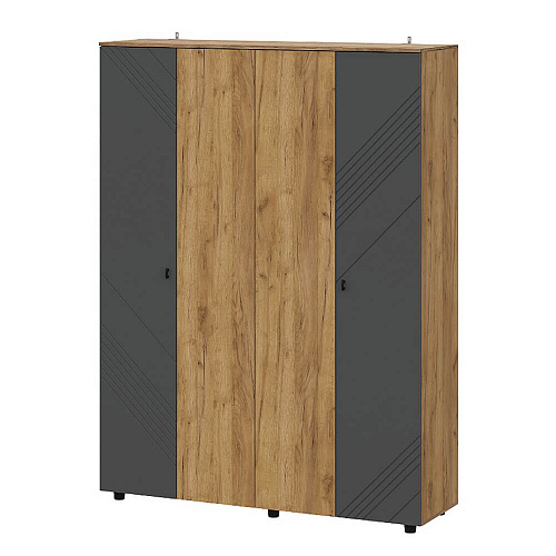 Шкаф Байкал четырехстворчатый Дуб Золотой/Графит