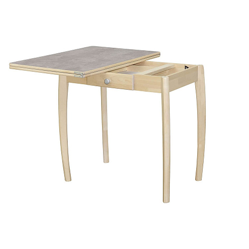 Стол обеденный раскладной нога бочонок Бесцветный/Бетао матовый