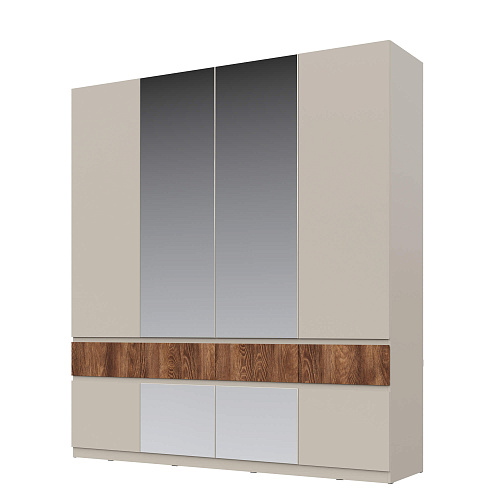 Шкаф НК PIANO 4-х створчатый с зеркалом Кашемир/Каштан