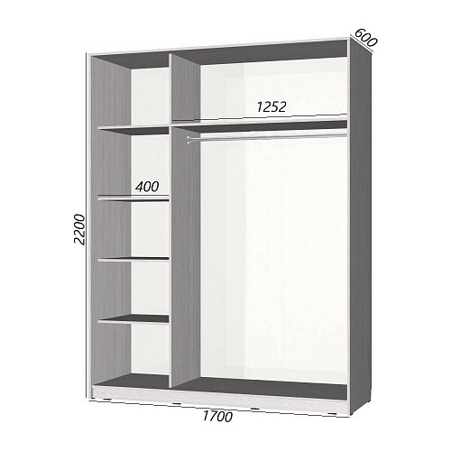 Шкаф-купе Старт 2-дверный без зеркала со вставками 1700 (высота 2200, глубина 600)