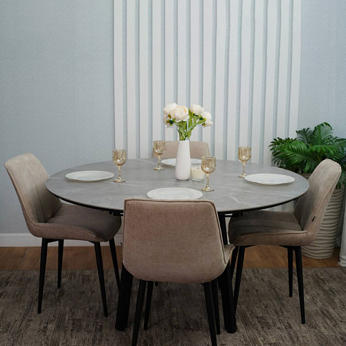 Стол обеденный керамический Раунд Серый