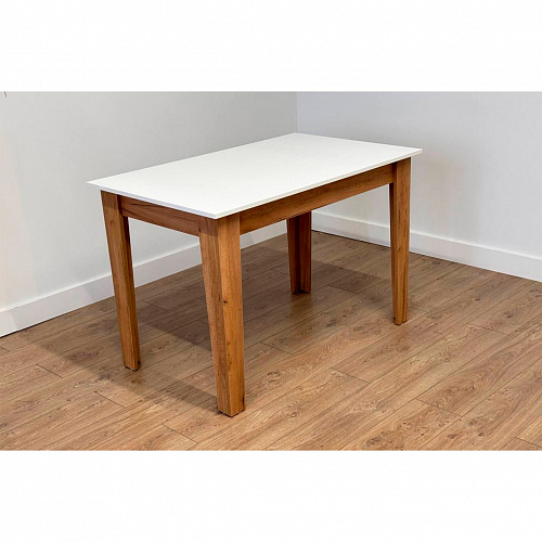 Стол обеденный раздвижной Цезарь белое дерево/дуб крафт золотой