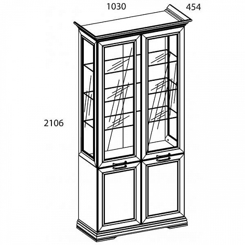 Шкаф-витрина SEVILLA 2V2D Белый