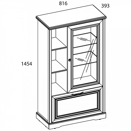 Шкаф с витриной TOSCANA NEW 1V1D3N Персидский жемчуг/Каньон