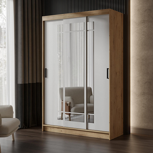 Шкаф-купе БРУНО 4 Дуб Вотан/Белый гладкий