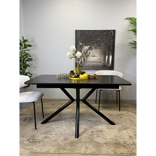 Стол обеденный Kenner DM1400 черный/керамика мрамор черный