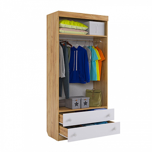 Шкаф двухдверный Форсаж дуб крафт золотой/белый