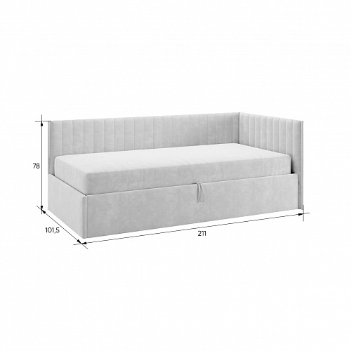 Кровать с подъемным механизмом Твикс (Тахта) 90х200 галька (велюр)