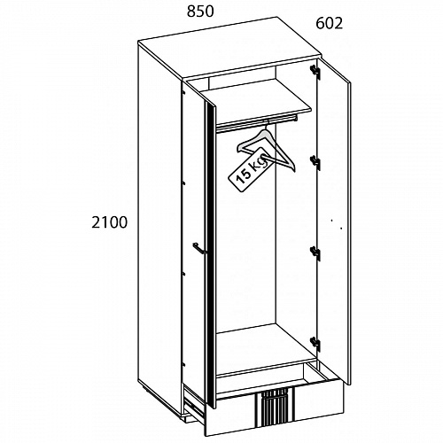 Шкаф MATEO 2DG1S Белый/Дуб наварра