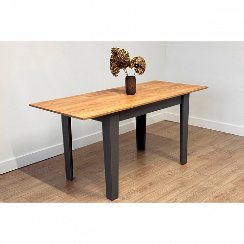 Стол обеденный раздвижной Цезарь дуб крафт золотой/графит