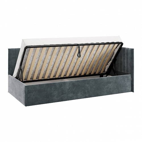 Кровать с подъемным механизмом Твикс (Тахта) 90х200 графит (велюр)