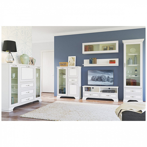 Шкаф с витриной 1V2S TIFFANY Вудлайн кремовый