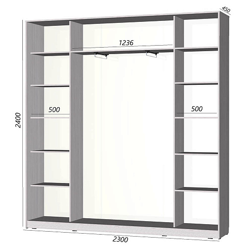 Шкаф-купе Старт 3-дверный без зеркала 2300 (высота 2400, глубина 450)