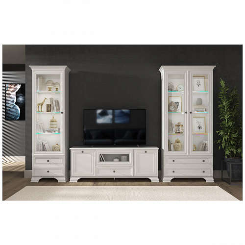 Шкаф с витриной 2V2S TIFFANY Белый