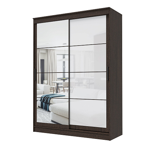 Шкаф-купе ГРАНД 1 1,6 Венге/Зеркало/Лакобель белый