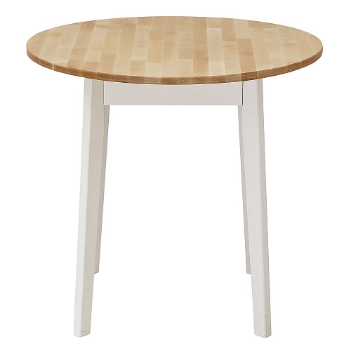 Стол обеденный круглый ИДЕЯ массив Бесцветный (Лак)/СНЕГ