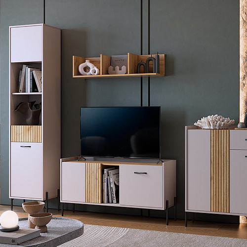 Гостиная Доминика К3 кашемир/дуб крафт золотой