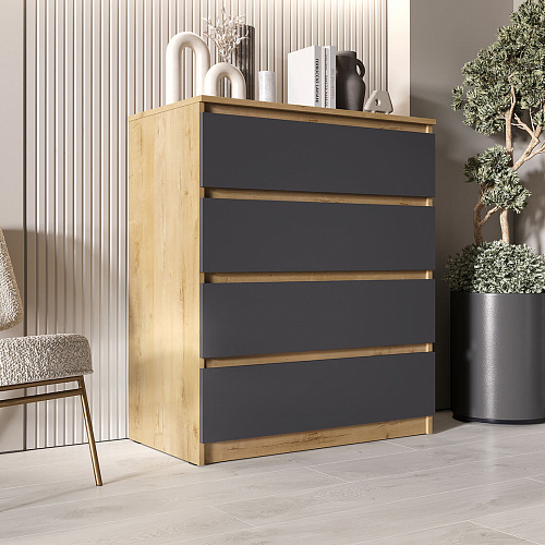 Комод ВЕГА Люкс 4Я Дуб Вотан/Графит