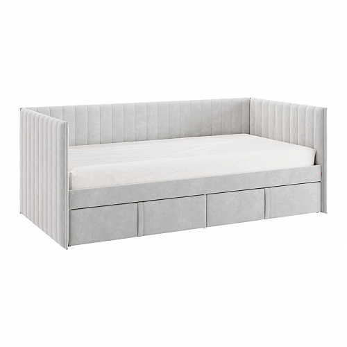 Кровать с ящиками Твикс (Софа) 90х200 галька (велюр)