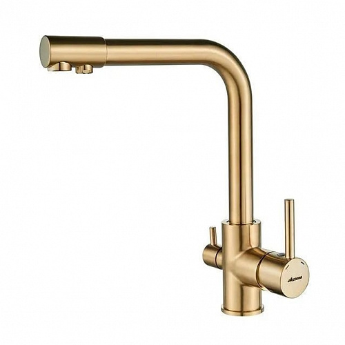 Смеситель для кухни с выходом для питьевой воды Accoona A5179AW-4 Золотой сатин