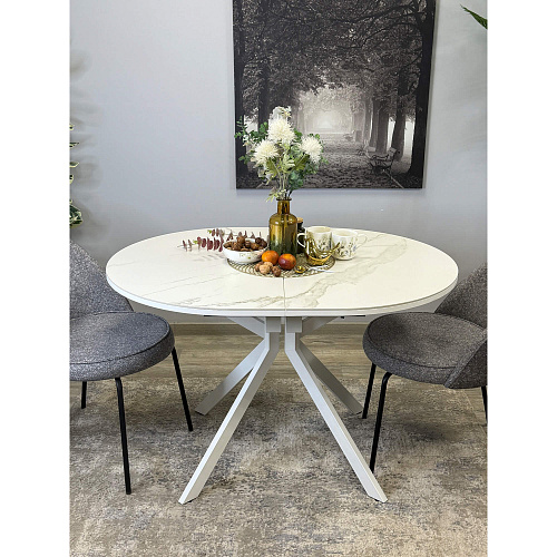 Стол обеденный Kenner DO1200 белый/керамика мрамор белый