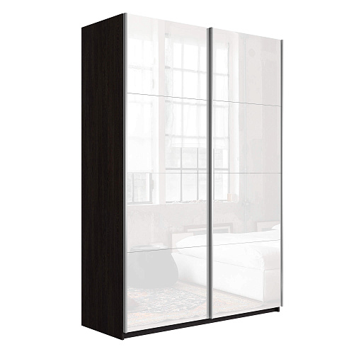 Шкаф-купе 2-х дверный Прайм Элемент Белое стекло 2300х1400х570 мм