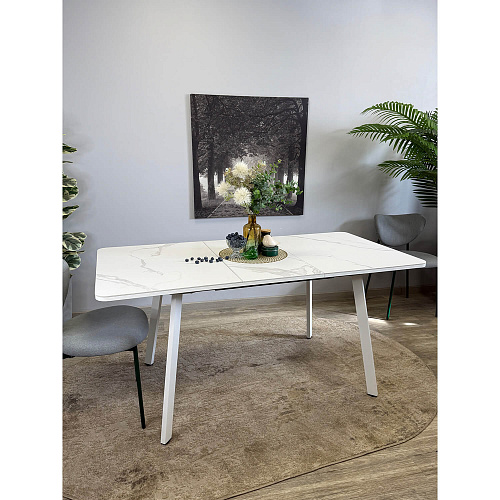 Стол обеденный Kenner AK1200 белый/керамика GLORIA WHITE