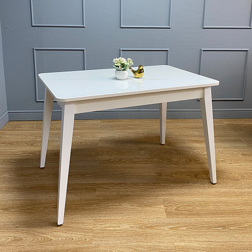 Стол обеденный Kenner 1100 М белый/стекло белое глянец