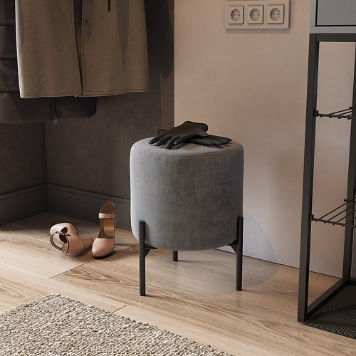 Пуф Одри графит (велюр)