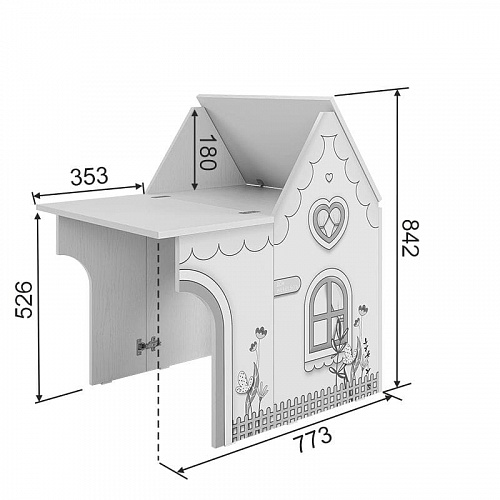 Стол Домик белое дерево/розовый