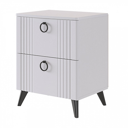 Тумба прикроватная Ева 2 белое дерево/белый матовый