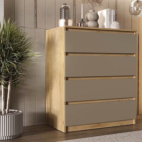 Комод ВЕГА Люкс 4Я Дуб Вотан/Мокко