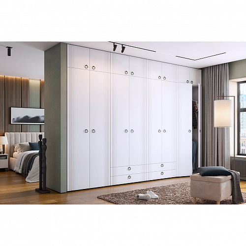 Шкаф двухдверный Ева 104.01 белое дерево/белый матовый