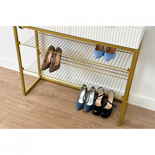 Обувница Классная 1 белое дерево/золото