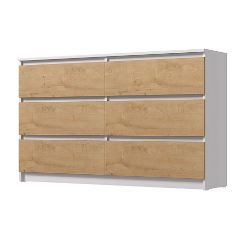 Комод ВЕГА 6Я Белый гладкий/Дуб Вотан