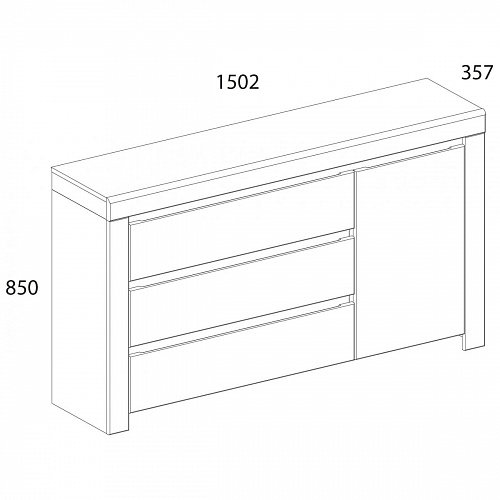 Комод 1D3S TAURUS Белый/Дуб вотан
