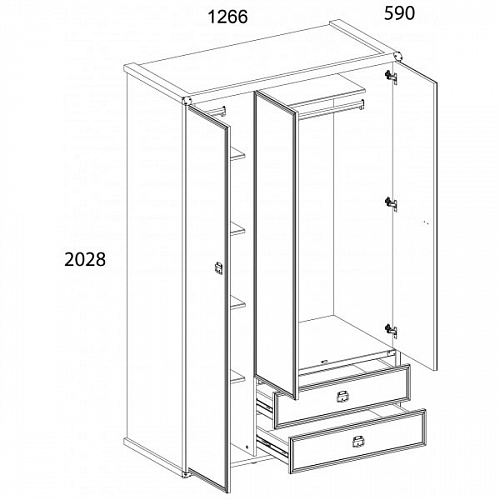 Шкаф 3DG2S MAGELLAN Сосна винтаж