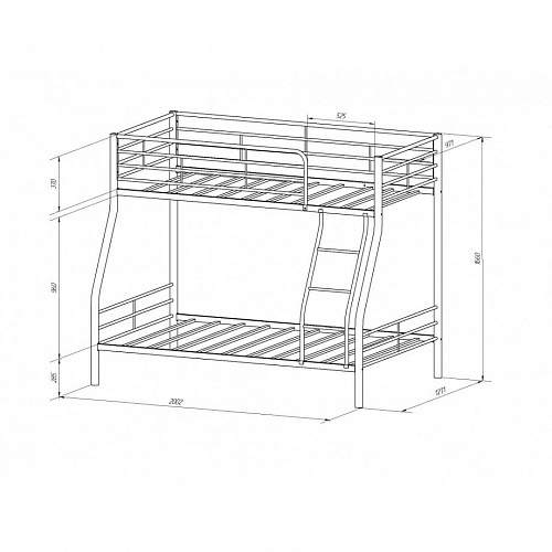 Двухъярусная кровать металлокаркас Гранада 2