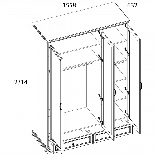 Шкаф VALENCIA 3DG2S Z Серый