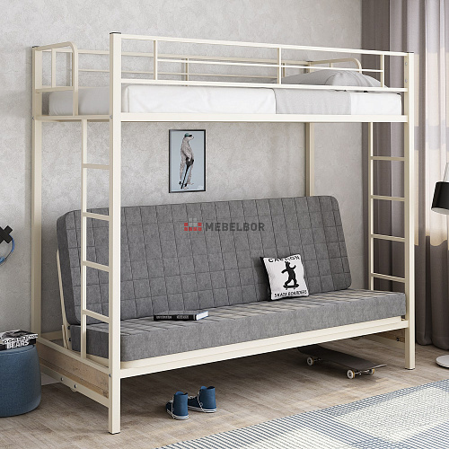 Двухъярусная кровать с диваном металлокаркас Мадлен