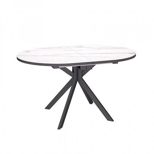 Стол обеденный Kenner DO1200 черный/керамика мрамор белый