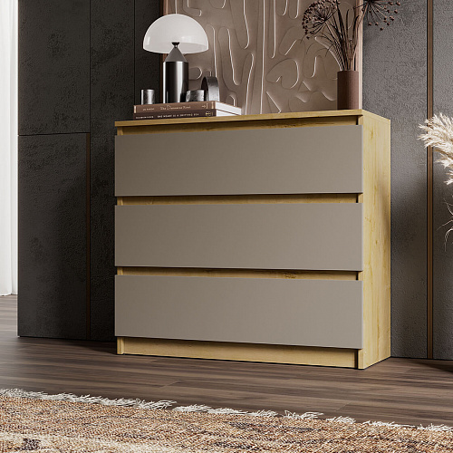 Комод ВЕГА 3Я Дуб Вотан/Мокко