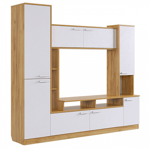 Стенка Токио дуб крафт золотой/белое дерево