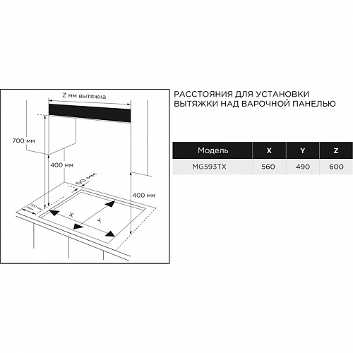 Газовая варочная панель MIDEA MG593TX