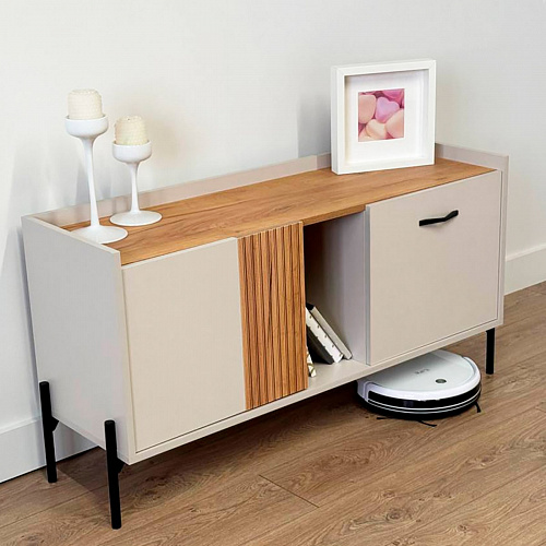 Тумба ТВ Доминика кашемир/дуб крафт золотой