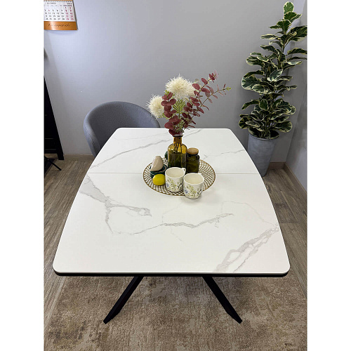 Стол обеденный Kenner BR1200 черный/керамика GLORIA WHITE