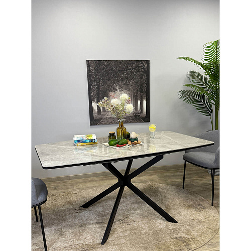 Стол обеденный Kenner BR1200 черный/керамика ITALIAN MIDDLE GRAY