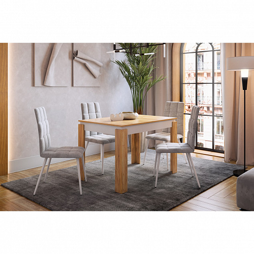 Стол обеденный раздвижной Гермес 2 дуб крафт золотой/белое дерево