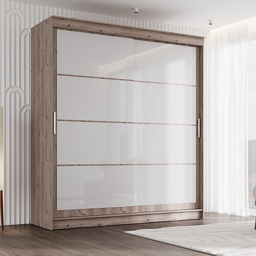 Шкаф-купе ГРАНД 1 2,0 Дуб горный/Лакобель белый