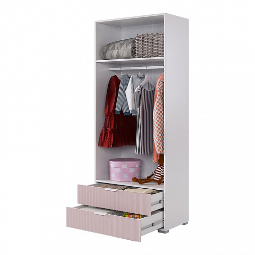 Шкаф двухдверный Зефир 108.01 белое дерево/пудра розовая (эмаль)